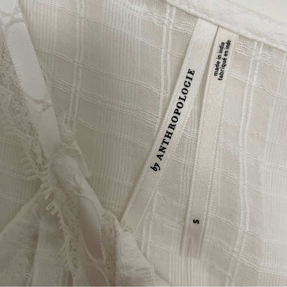 Anthropologie Ivory Lace-Trimmed Chemise - Picture 4 of 6